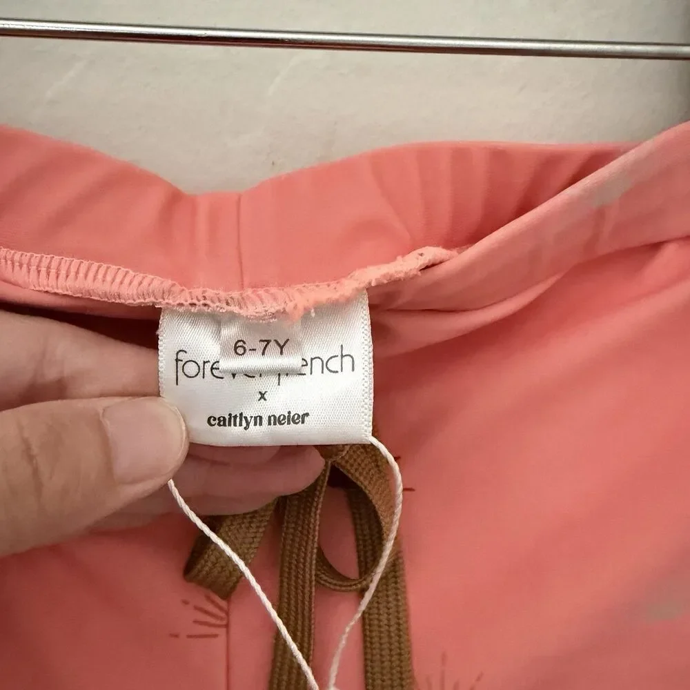 Forever French x Caitlyn Neier Boys 6-7Y Euro Swim Shorts Pink Sun  NWOT